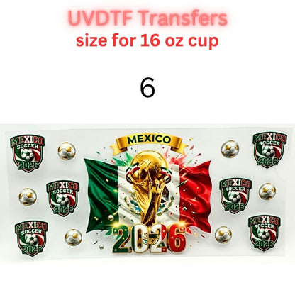 Soccer Tournament Cup Wraps 2026 | UVDTF 16oz Glass Can Wrap | Country-Inspired Football Designs | World Sports Fan Decals