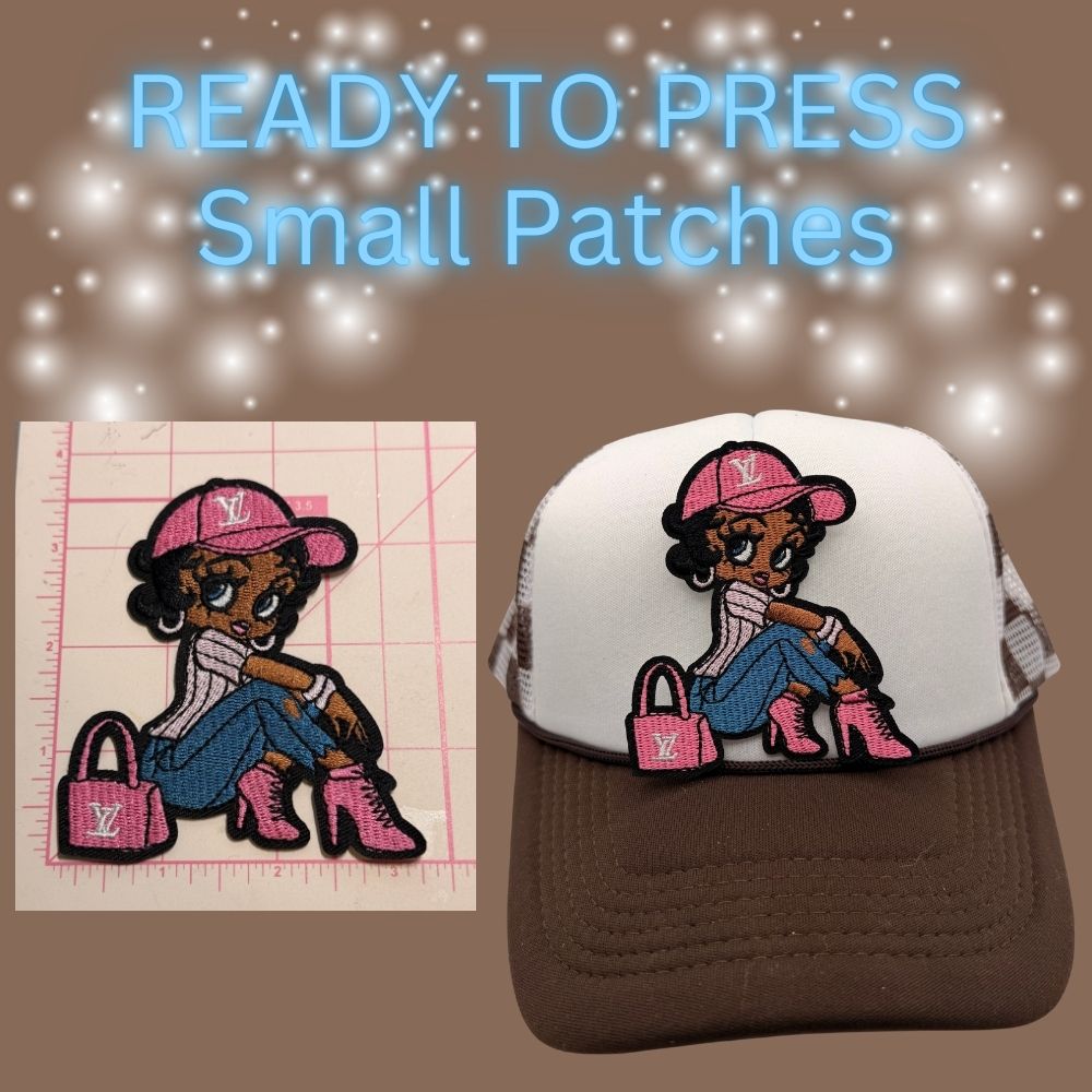 READY TO PRESS Fashion Girl Embroidered Patches – Small Size