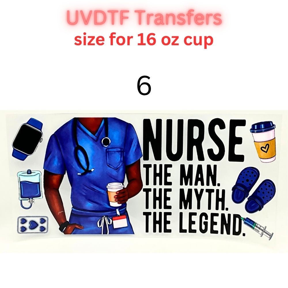 Nurse UVDTF Cup Wrap | Medical Tumbler Decal | Healthcare Scrubs Design | 16oz Glass Cup Transfer | Nurse Life Gift