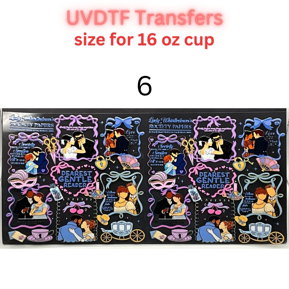 Regency Tea Party UVDTF Cup Wraps | Vintage Tea Aesthetic Transfers | Floral Tea Cup Designs | 16oz Glass Cup Wrap Decals