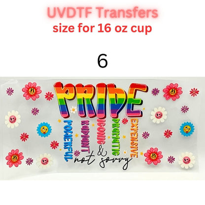 Rainbow Pride UVDTF Cup Wrap | Love & Equality Glass Cup Decal | Colorful Tumbler Wrap | 16oz Libbey Transfer