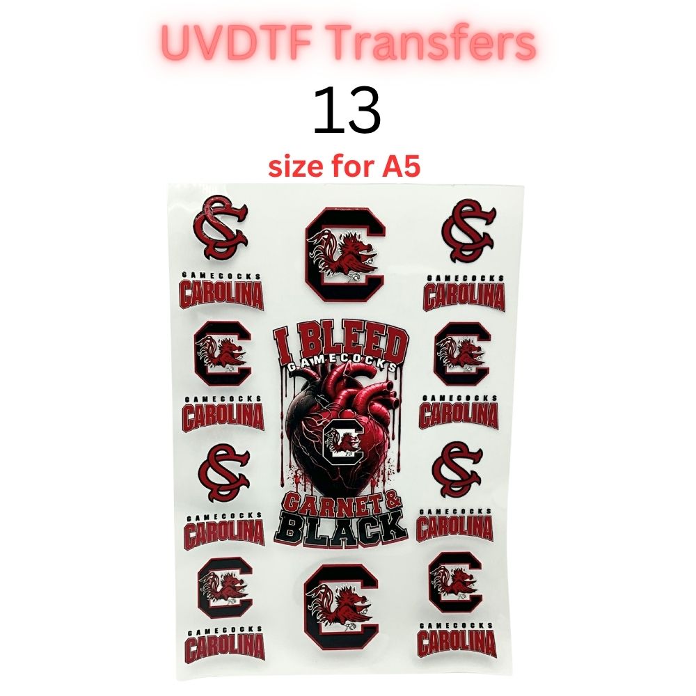 Garnet & Black Football-Themed UV DTF Cup Wrap Decals | 16 oz Cup Transfers | Mascot-Inspired Sports Designs | Waterproof Tumbler Stickers