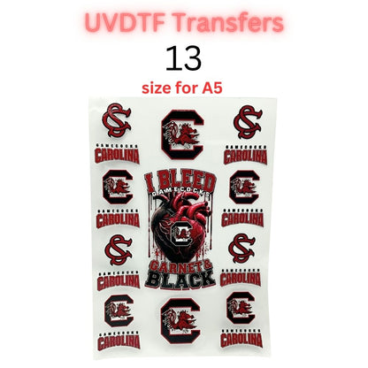 Garnet & Black Football-Themed UV DTF Cup Wrap Decals | 16 oz Cup Transfers | Mascot-Inspired Sports Designs | Waterproof Tumbler Stickers