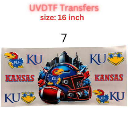 Football Inspired UVDTF Cup Wraps | 16 oz Glass Wrap Transfers | Game Day Helmet Designs | Sports Color Themes