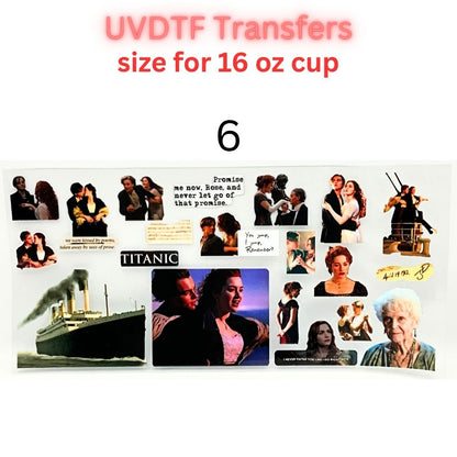 Romantic Movie Aesthetic UVDTF Wrap | Vintage Love Story Tumbler Decal | Dark Romance & Retro Film Inspired | 16oz Glass Cup Transfer