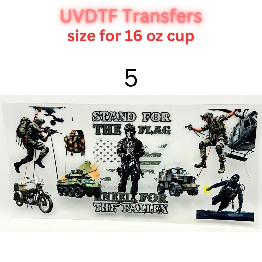 Patriotic & Blue Collar UV DTF Cup Wraps | 16oz Tumbler Transfers | Fishing, Firefighter, Military, Dad Life, Americana Designs