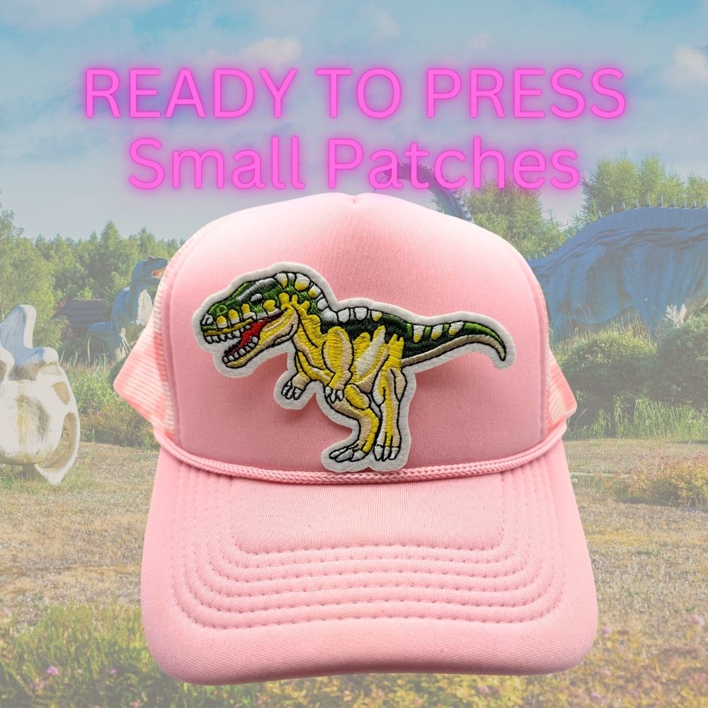 Ready to Press Dinosaur Patches – Cute Embroidered Heat Press Patches for Hats, Kids Shirts & DIY Apparel