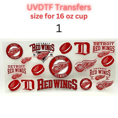 Hockey-Themed UV DTF Cup Wrap | 16 oz Glass Can Transfer | Red Hockey Decal | Sports Fan UV DTF Wrap | Waterproof Cup Sticker