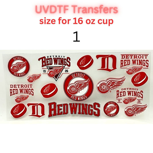 Hockey-Themed UV DTF Cup Wrap | 16 oz Glass Can Transfer | Red Hockey Decal | Sports Fan UV DTF Wrap | Waterproof Cup Sticker