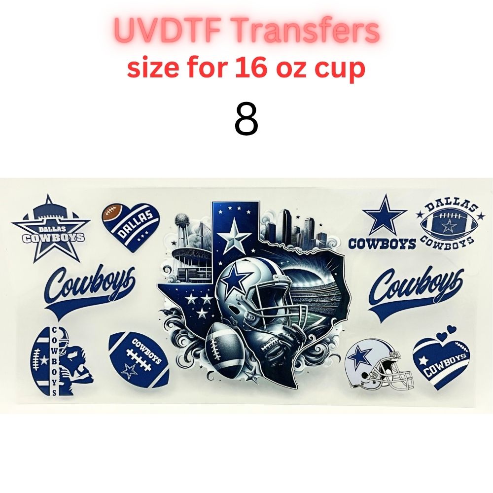 Sports Fan Inspired UV DTF Cup Wrap for 16 oz Glass Can | Football Fan Transfer Decal | Waterproof Permanent Cup Sticker | Multiple Styles