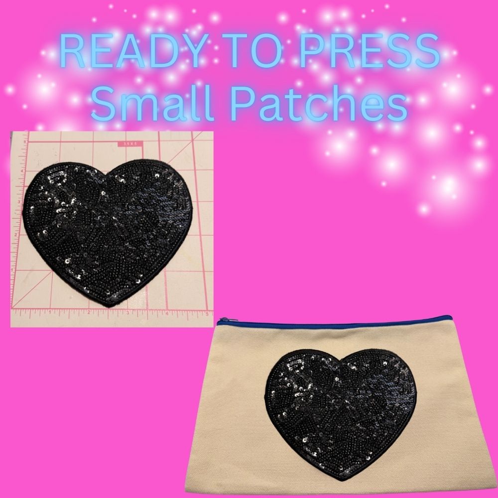 READY TO PRESS Sequin Heart Patch – Small