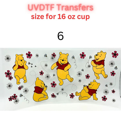 Cute Cartoon UV DTF Cup Wrap for 16oz Glass Can | Retro Strawberry, Farm Animals, Bear & Bird Drinkware Transfer