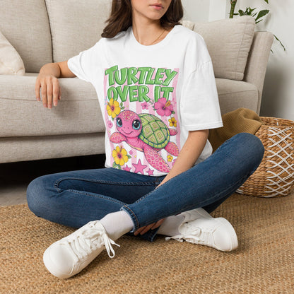 T-Shirt — “Turtley Over It” Floral Sea Turtle Graphic Tee