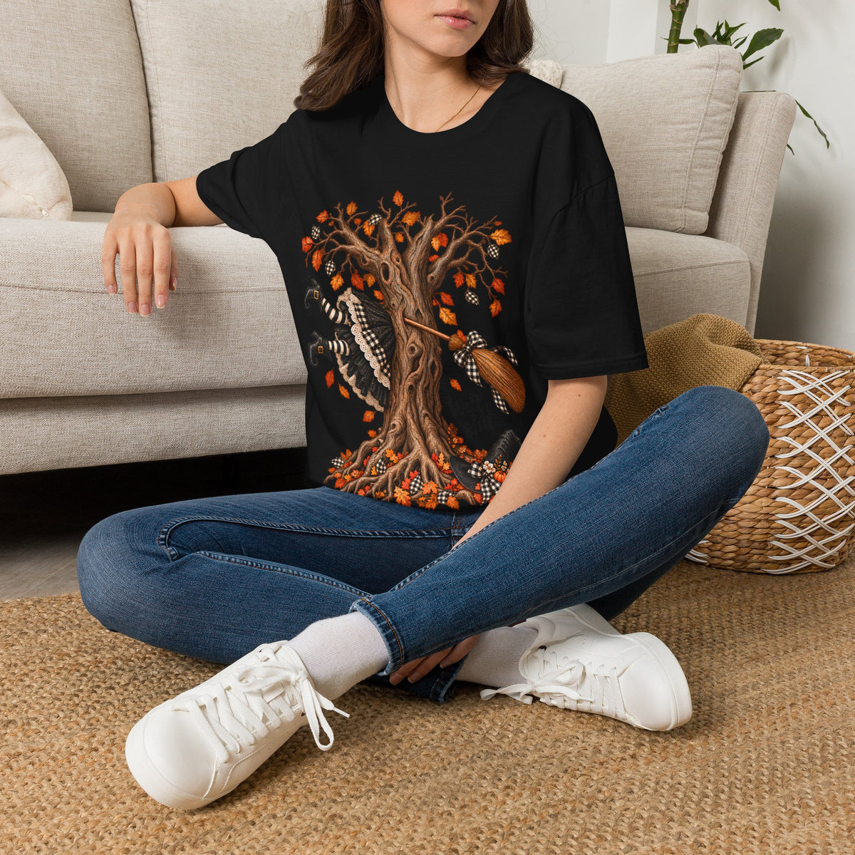 Fall Witch T-Shirt — 'Well, Shit' Halloween Tree Design