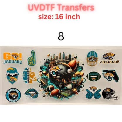 Football Team Inspired UVDTF Cup Wrap | 16oz Libbey Glass Transfer | Sports Fan Tumbler Wrap | Game Day Cup Decal | Football Lover Gift