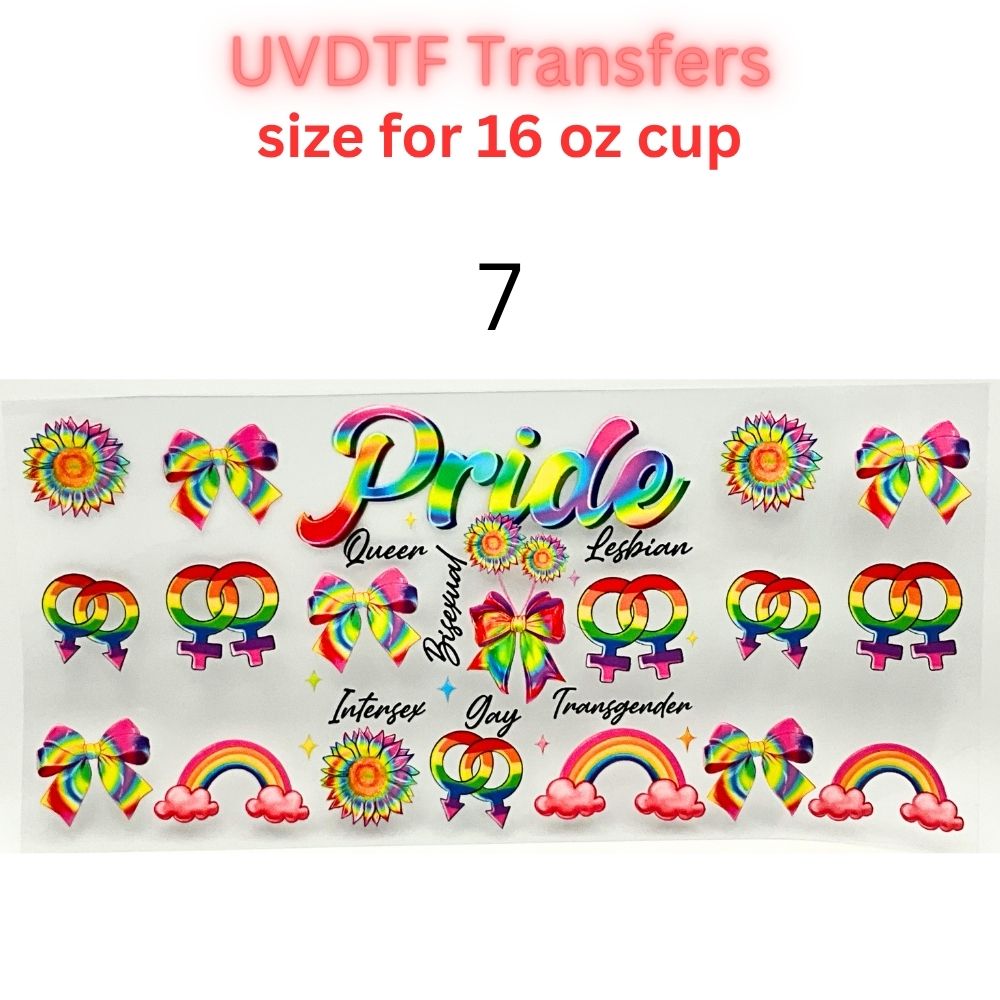Rainbow Pride UVDTF Cup Wrap | Love & Equality Glass Cup Decal | Colorful Tumbler Wrap | 16oz Libbey Transfer