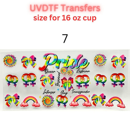 Rainbow Pride UVDTF Cup Wrap | Love & Equality Glass Cup Decal | Colorful Tumbler Wrap | 16oz Libbey Transfer