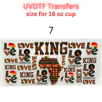 Cultural Heritage UVDTF Cup Wrap | Empowerment Glass Cup Decal | Afro-Inspired Tumbler Wrap | 16oz Libbey Transfer