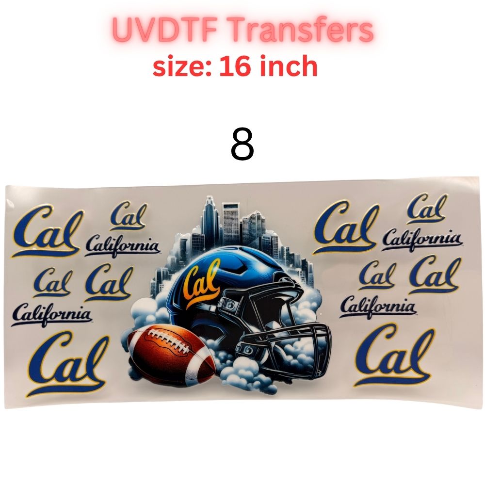 Football Inspired UVDTF Cup Wraps | 16 oz Glass Wrap Transfers | Game Day Helmet Designs | Sports Color Themes