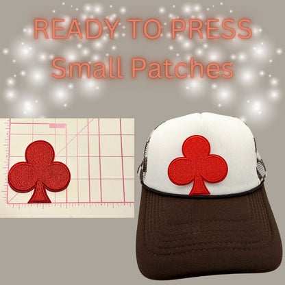 READY TO PRESS Small Patches – Heart, Spade, Clubs, Diamonds & Vegas Designs | Hat Patches | Embroidery Iron-On Patch | Trucker Hat Accessories