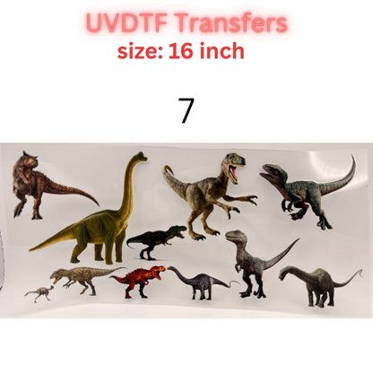 Realistic Dinosaur UVDTF Cup Wrap | T-Rex Breakthrough Design 16oz Libbey Glass Wrap | Jurassic Style Tumbler Transfer | Dino Lover Decal