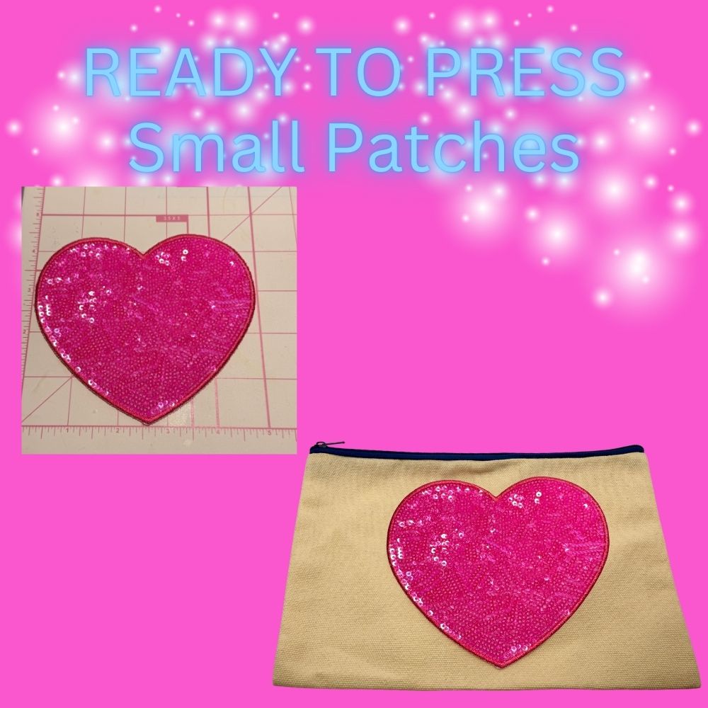READY TO PRESS Sequin Heart Patch – Small