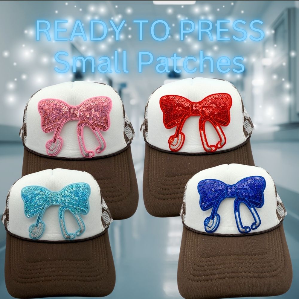 READY TO PRESS – Sequin Bow Stethoscope Patches
