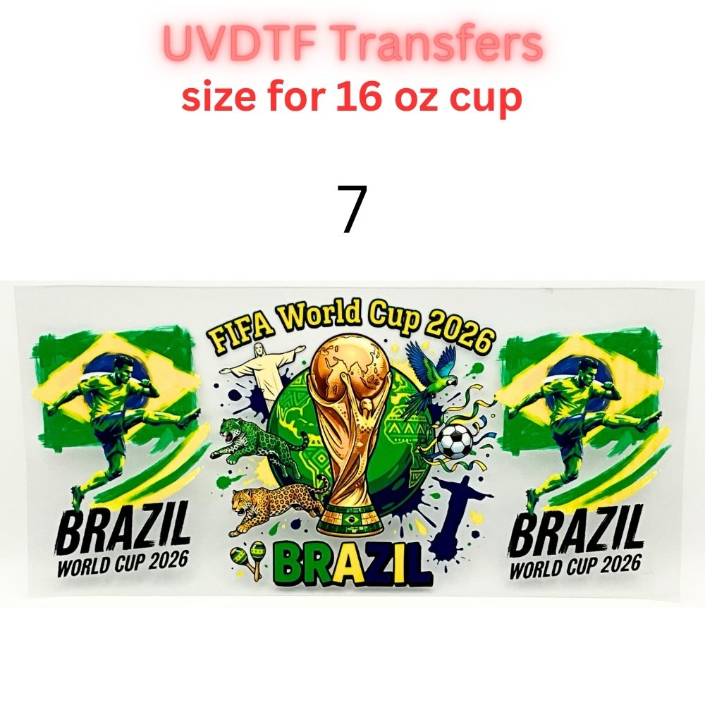 Soccer Tournament Cup Wraps 2026 | UVDTF 16oz Glass Can Wrap | Country-Inspired Football Designs | World Sports Fan Decals