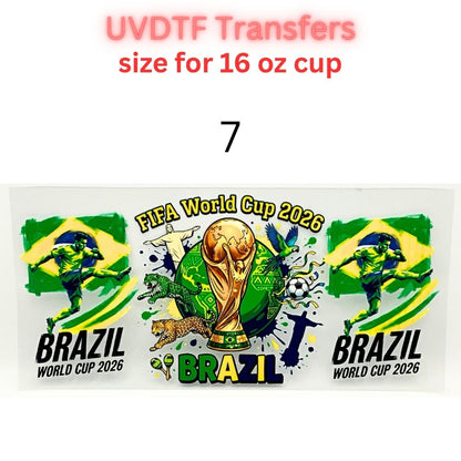 Soccer Tournament Cup Wraps 2026 | UVDTF 16oz Glass Can Wrap | Country-Inspired Football Designs | World Sports Fan Decals