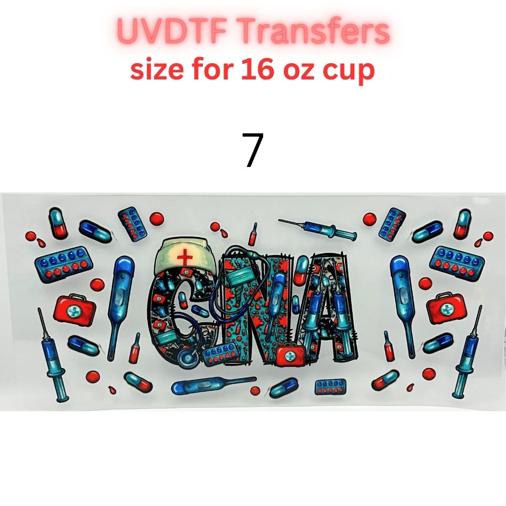 Nurse UV DTF Cup Wrap for 16oz Glass Can | Medical CNA LPN Healthcare Tumbler Transfer | Cute Nurse Life Drinkware Decal