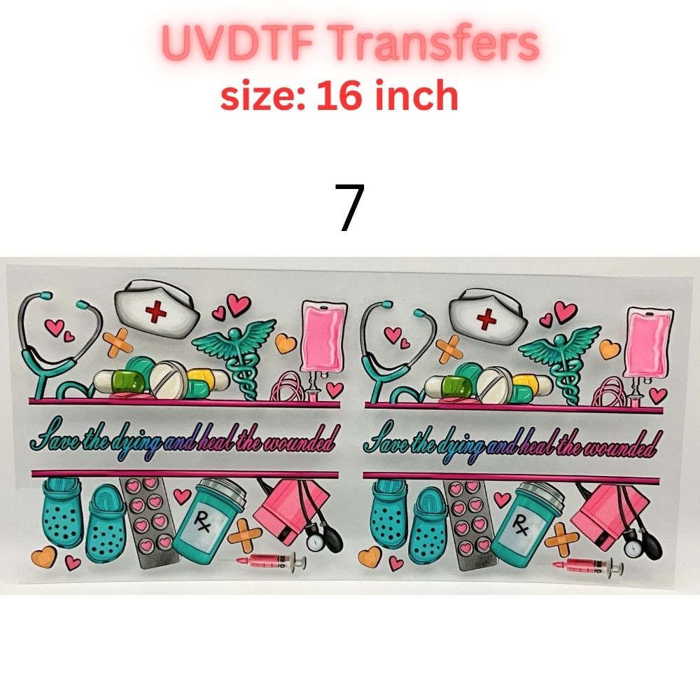 Nurse UVDTF Cup Wrap | 16oz Glass Can Transfer | Nurse Life Tumbler Decal | Healthcare Gift | RN CNA Medical Wrap