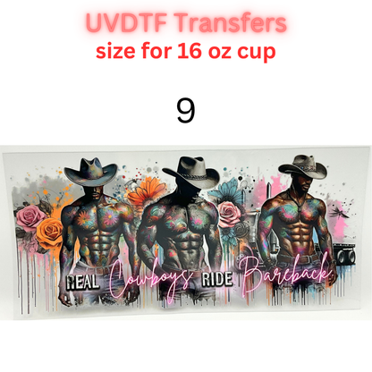 Tattooed Cowboy UV DTF Cup Wrap | Western Floral Glass Can Decal | 16 oz Cup Transfer | Waterproof Permanent Sticker