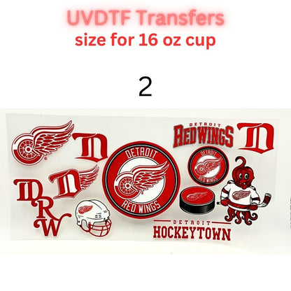 Hockey-Themed UV DTF Cup Wrap | 16 oz Glass Can Transfer | Red Hockey Decal | Sports Fan UV DTF Wrap | Waterproof Cup Sticker