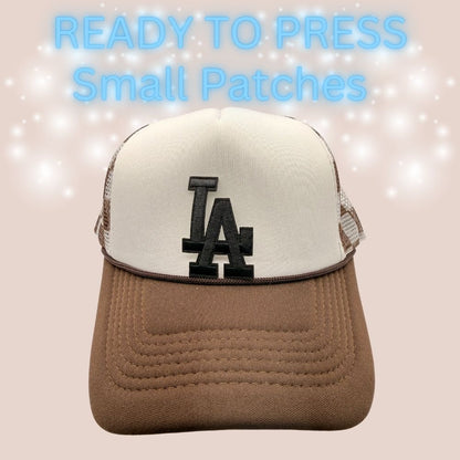 Ready-to-Press Small LA Letter Patches | Chenille Embroidered Iron-On Appliqués | Multiple Colors & Styles