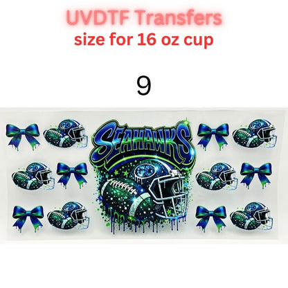 Sports Fan Inspired UV DTF Cup Wrap for 16 oz Glass Can | Football Fan Transfer Decal | Waterproof Permanent Cup Sticker | Multiple Styles
