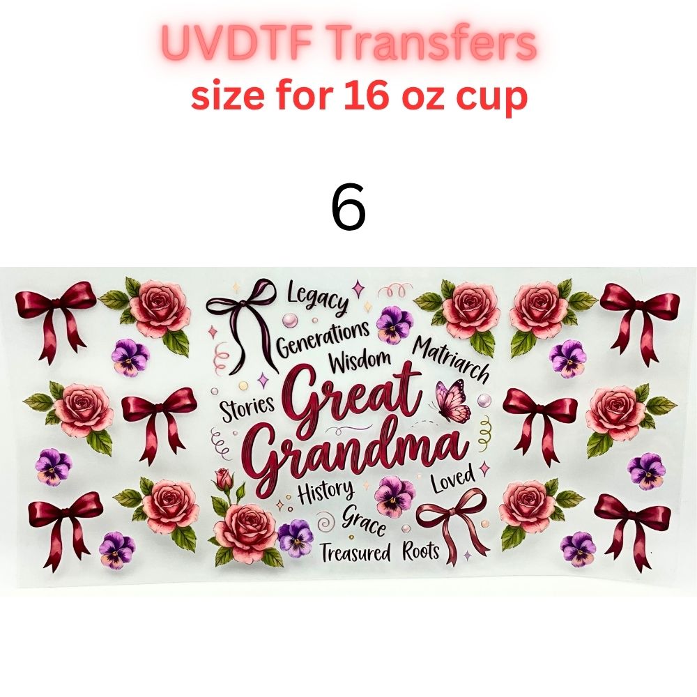 Mom Life & Lifestyle UV DTF Cup Wraps | 16oz Tumbler Transfers | Cheer, Floral, Grandma, Self-Love & Off-Road Designs
