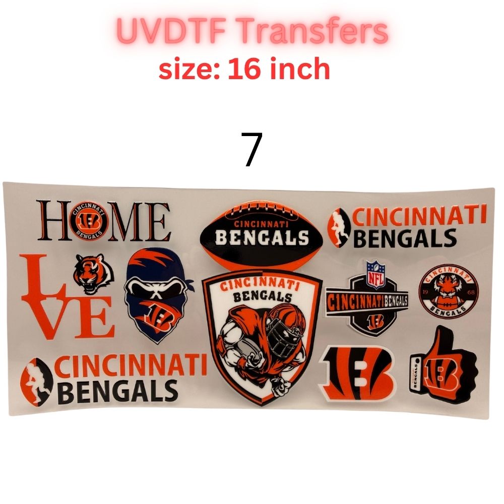 Orange & Black Football Fan UV DTF Transfer – 16 Inch