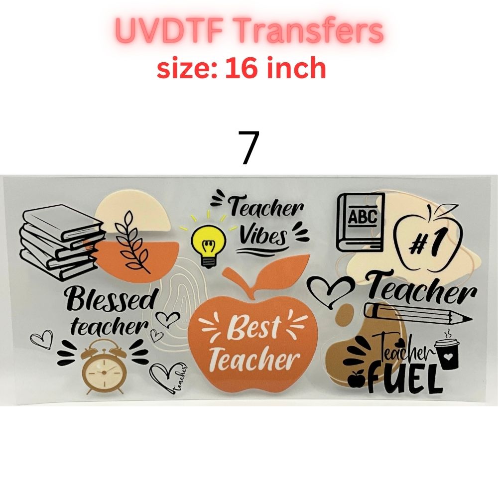 Teacher UVDTF Cup Wrap | 16oz Libbey Glass Transfer | Best Teacher Gift | School Tumbler Decal | Teacher Life Wrap