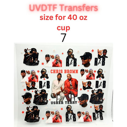 R&B Music Inspired UV DTF Cup Wrap | 16oz & 40oz Tumbler Transfer | Retro Hip Hop & R&B Singer Aesthetic