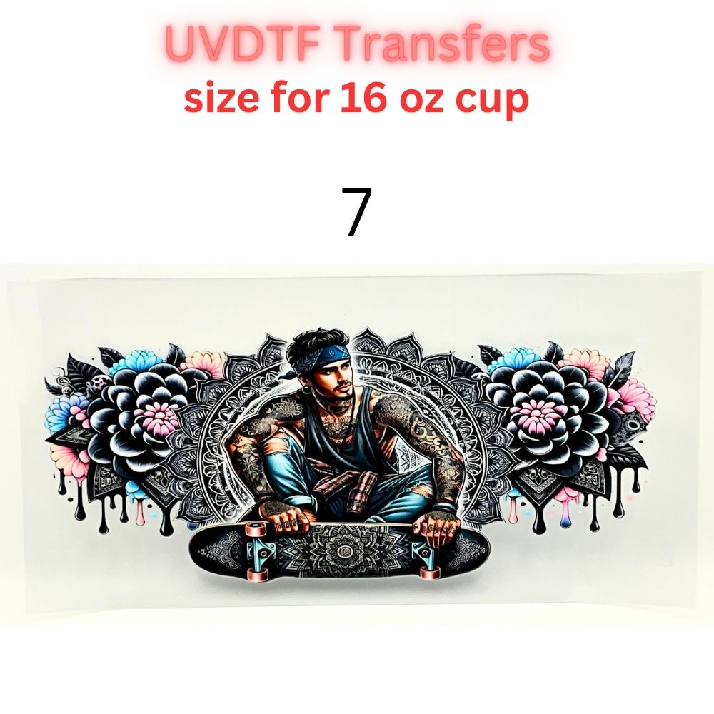 Western UVDTF Cup Wrap | Country Cowgirl Tumbler Decal | Floral Skull & Farmhouse Designs | 16oz Glass Cup Transfer
