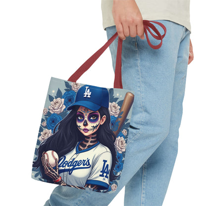 Sugar Skull Baseball Tote Bag, Unique Tote for Sports Fans, Day of the Dead Inspired, Stylish Shopping Bag, Gift for Her