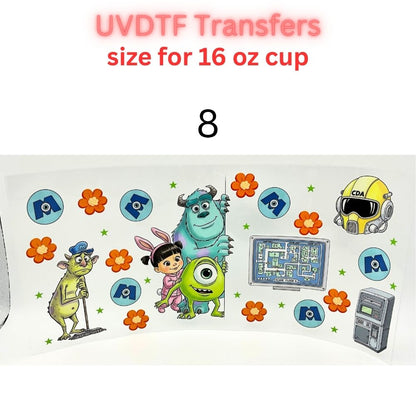 Cute Cartoon UV DTF Cup Wrap for 16oz Glass Can | Retro Strawberry, Farm Animals, Bear & Bird Drinkware Transfer