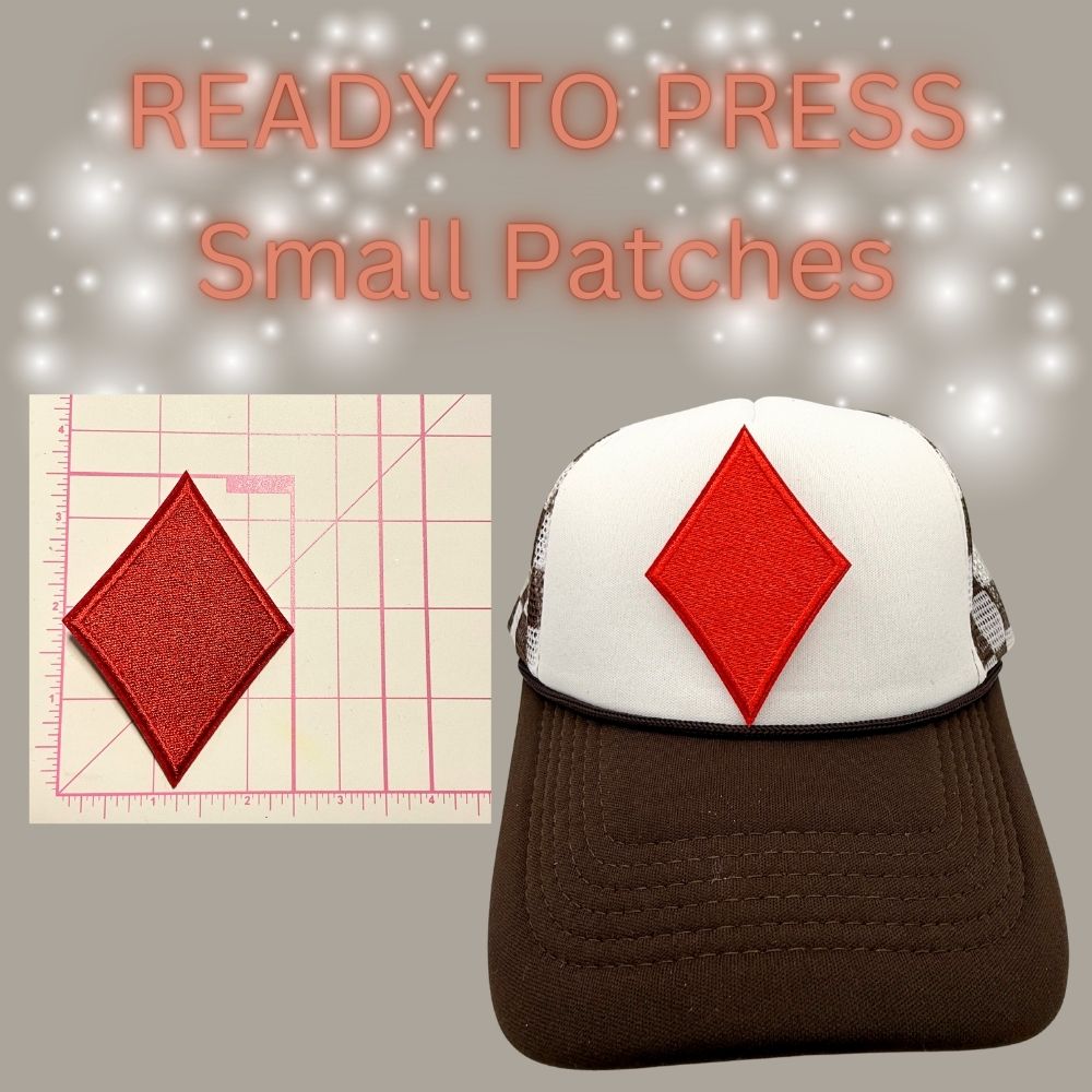 READY TO PRESS Small Patches – Heart, Spade, Clubs, Diamonds & Vegas Designs | Hat Patches | Embroidery Iron-On Patch | Trucker Hat Accessories
