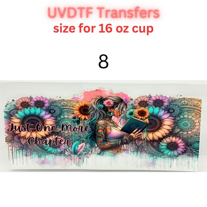 Boho Floral UV DTF Cup Wrap for 16oz Glass Can | Western Cowgirl, Book Lover & Sunflower Tumbler Decal | Aesthetic Drinkware Transfer