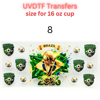 Soccer Tournament Cup Wraps 2026 | UVDTF 16oz Glass Can Wrap | Country-Inspired Football Designs | World Sports Fan Decals