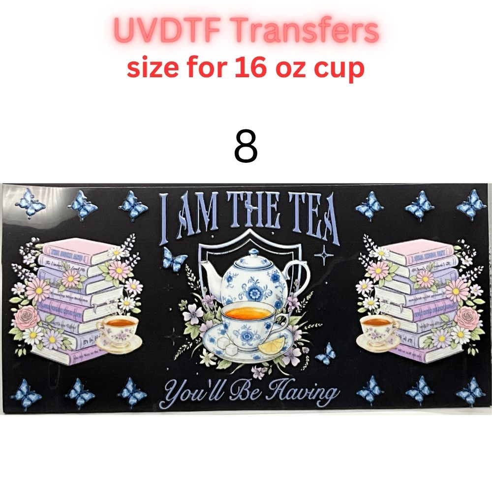 Regency Tea Party UVDTF Cup Wraps | Vintage Tea Aesthetic Transfers | Floral Tea Cup Designs | 16oz Glass Cup Wrap Decals