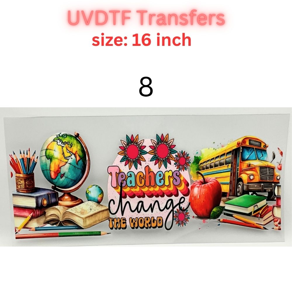 Teacher UVDTF Cup Wrap | 16oz Libbey Glass Transfer | Best Teacher Gift | School Tumbler Decal | Teacher Life Wrap