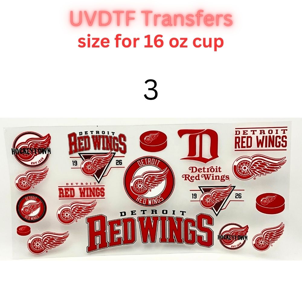 Hockey-Themed UV DTF Cup Wrap | 16 oz Glass Can Transfer | Red Hockey Decal | Sports Fan UV DTF Wrap | Waterproof Cup Sticker