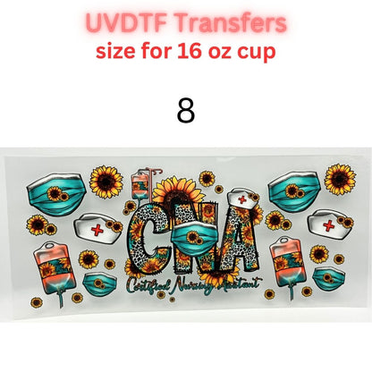 Nurse UV DTF Cup Wrap for 16oz Glass Can | Medical CNA LPN Healthcare Tumbler Transfer | Cute Nurse Life Drinkware Decal