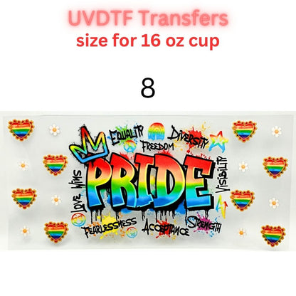 Rainbow Pride UVDTF Cup Wrap | Love & Equality Glass Cup Decal | Colorful Tumbler Wrap | 16oz Libbey Transfer